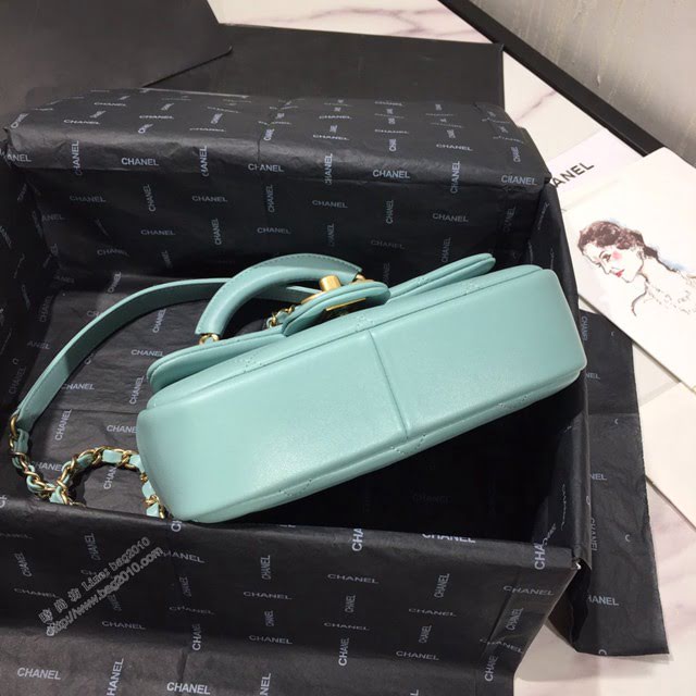 Chanel女包 AS1357 Chanel2020新款圓環手柄方胖子口蓋包 菱格羊皮鏈條手提包  djc3952
